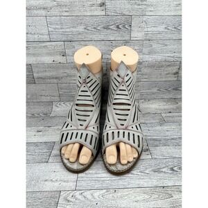 Spring Step L'Artiste Angular Grey‎ Leather Laser Cut Sandals Women EU37 US6.5-7